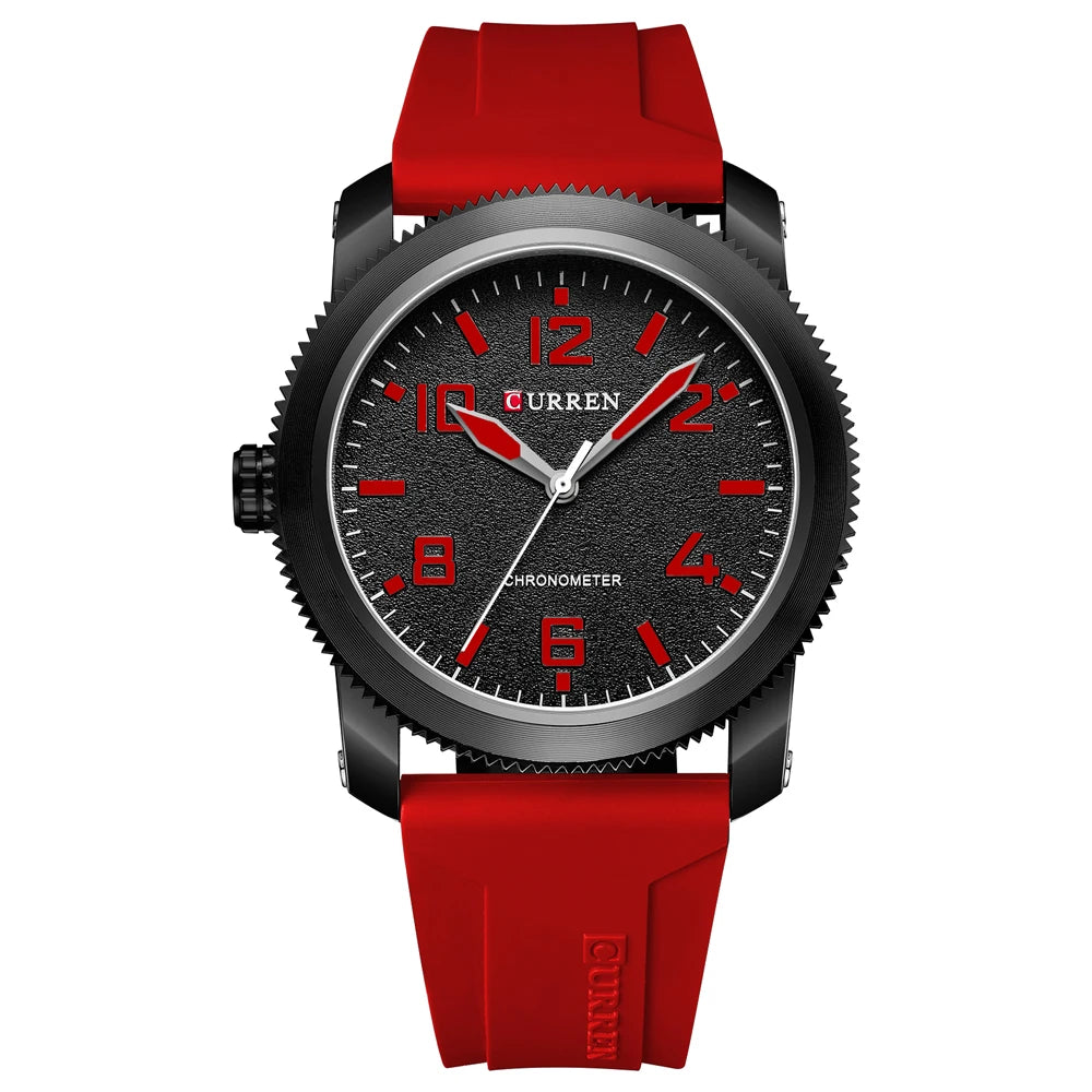 CURREN Moda Simples Relógios Masculinos com Grande Mostrador de Numerais Relógio de Pulso de Quartzo para Cavalheiro de Negócios com Pulseira de Silicone