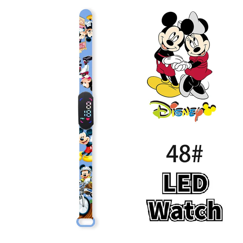 Nova disney mickey minnie led toque relógio donald duckbracelet relógio estudante crianças esportes dos desenhos animados relógio eletrônico presente brinquedo