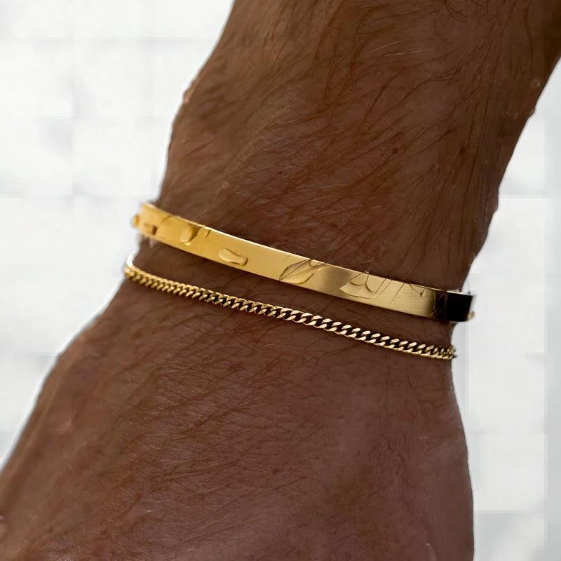 Pulseiras empilháveis para homens, prata esterlina 925/banhado a ouro 14k conjuntos de pulseiras delicadas com caixa de pulseiras cubanas