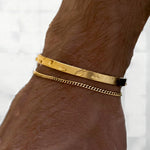 Pulseiras empilháveis para homens, prata esterlina 925/banhado a ouro 14k conjuntos de pulseiras delicadas com caixa de pulseiras cubanas