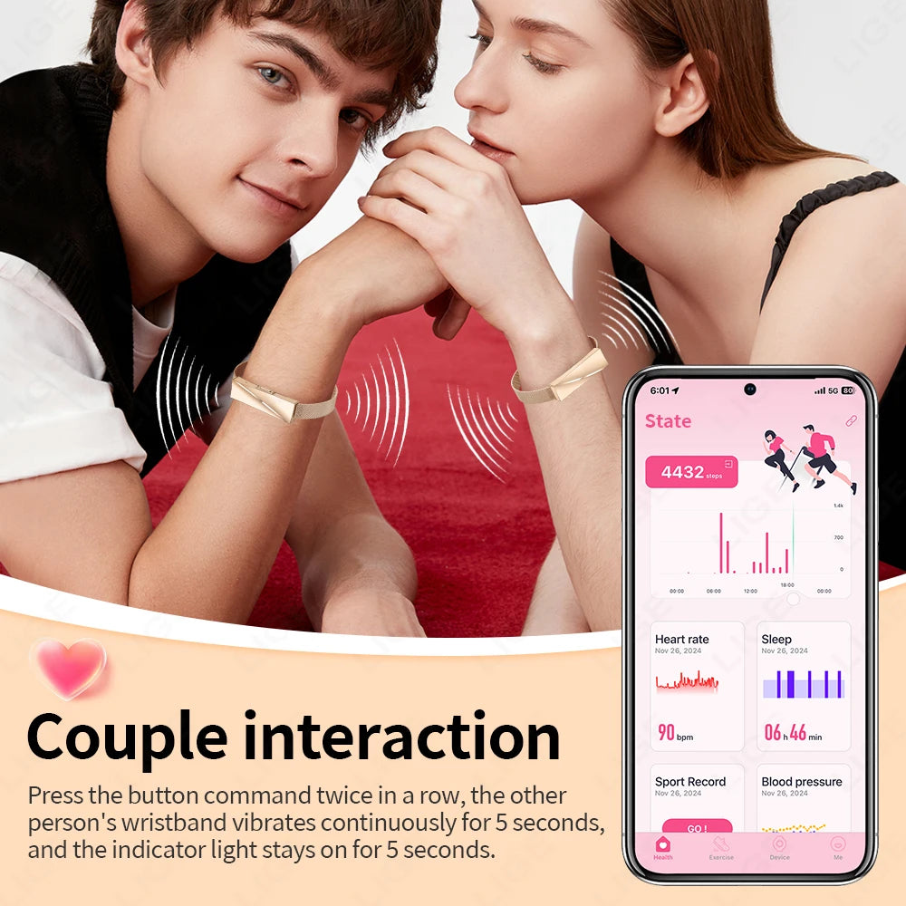 Lige nova senhora pulseira inteligente para presentes em tempo real monitoramento de freqüência cardíaca sono à prova dwaterproof água multi-esporte modo casal pulseira saúde