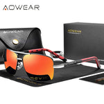 AOWEAR-Óculos de sol quadrados luxuosos para homens e mulheres, óculos de sol retrô polarizados, tons vintage, óculos com estojo