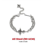 Retro chama cruz pulseira para homem mulher hip hop titânio aço splice corrente charme unisex jóias legal kpop acessórios de luxo
