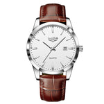 Lige moda relógio de couro marrom masculino militar esportes quartzo relógios de pulso casual à prova dwaterproof água cronógrafo relogios masculino
