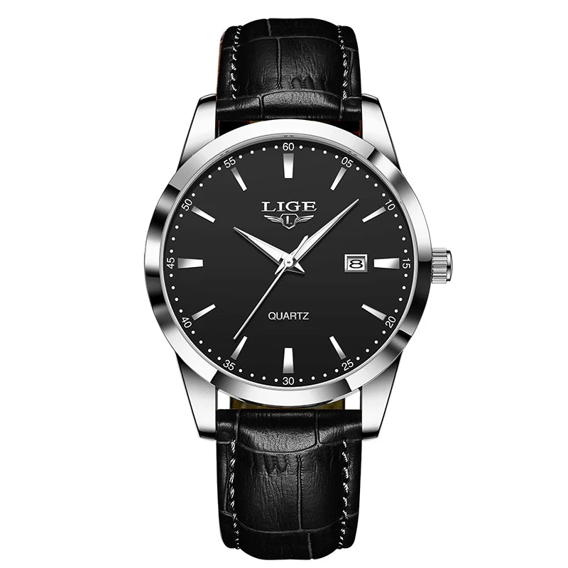 Lige moda relógio de couro marrom masculino militar esportes quartzo relógios de pulso casual à prova dwaterproof água cronógrafo relogios masculino