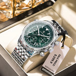 Poedagar relógio militar de luxo para homens, à prova d'água, luminoso, data, cronógrafo, esporte, quartzo, aço inoxidável, relógios masculinos