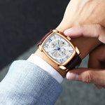 2024 CHENXI 8209 Relógios masculinos pulseira de couro casual luxo quartzo relógios de pulso quadrados à prova d'água
