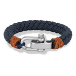 Mkendn estilo náutico pulseira de corda larga moda masculina aço inoxidável ajustável manilha fecho envoltório pulseiras artesanal jóias presente
