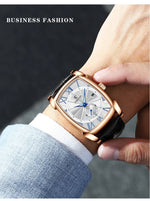 2024 CHENXI 8209 Relógios masculinos pulseira de couro casual luxo quartzo relógios de pulso quadrados à prova d'água