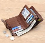 Carteira masculina de couro luxo curto titular do cartão rfid para homens zíper moeda bolsa portátil masculino carteiras billfold