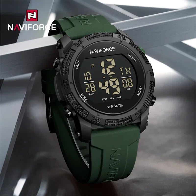 NAVIFORCE NF7104 Novos relógios esportivos digitais LCD para homens moda pulseira de silicone relógio de pulso eletrônico militar