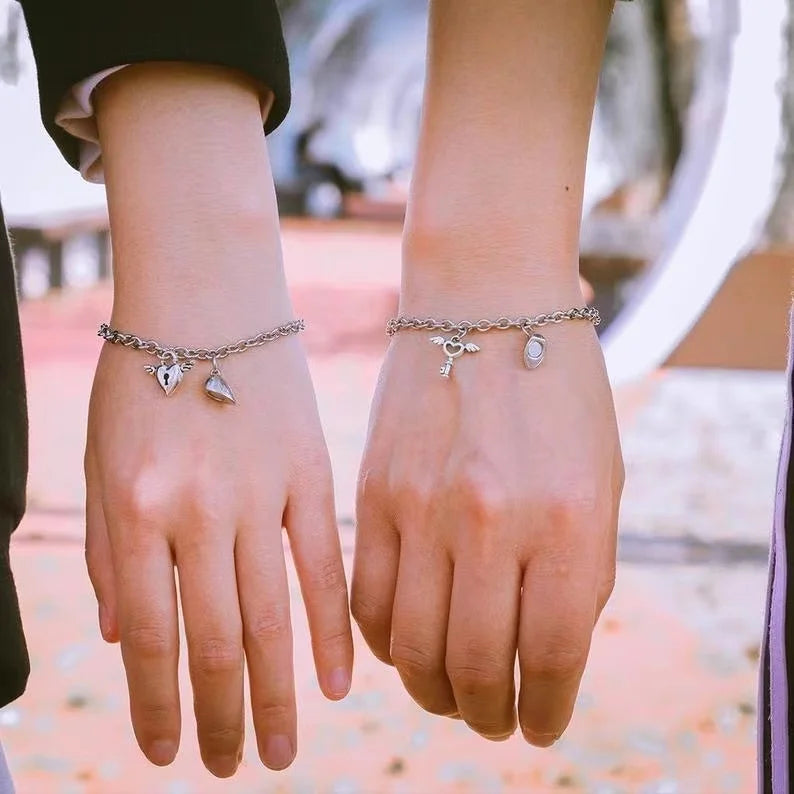 Amantes do amor fivela magnética pulseira criativa dia dos namorados ímã amor atraente pulseira casal pulseiras cubanas
