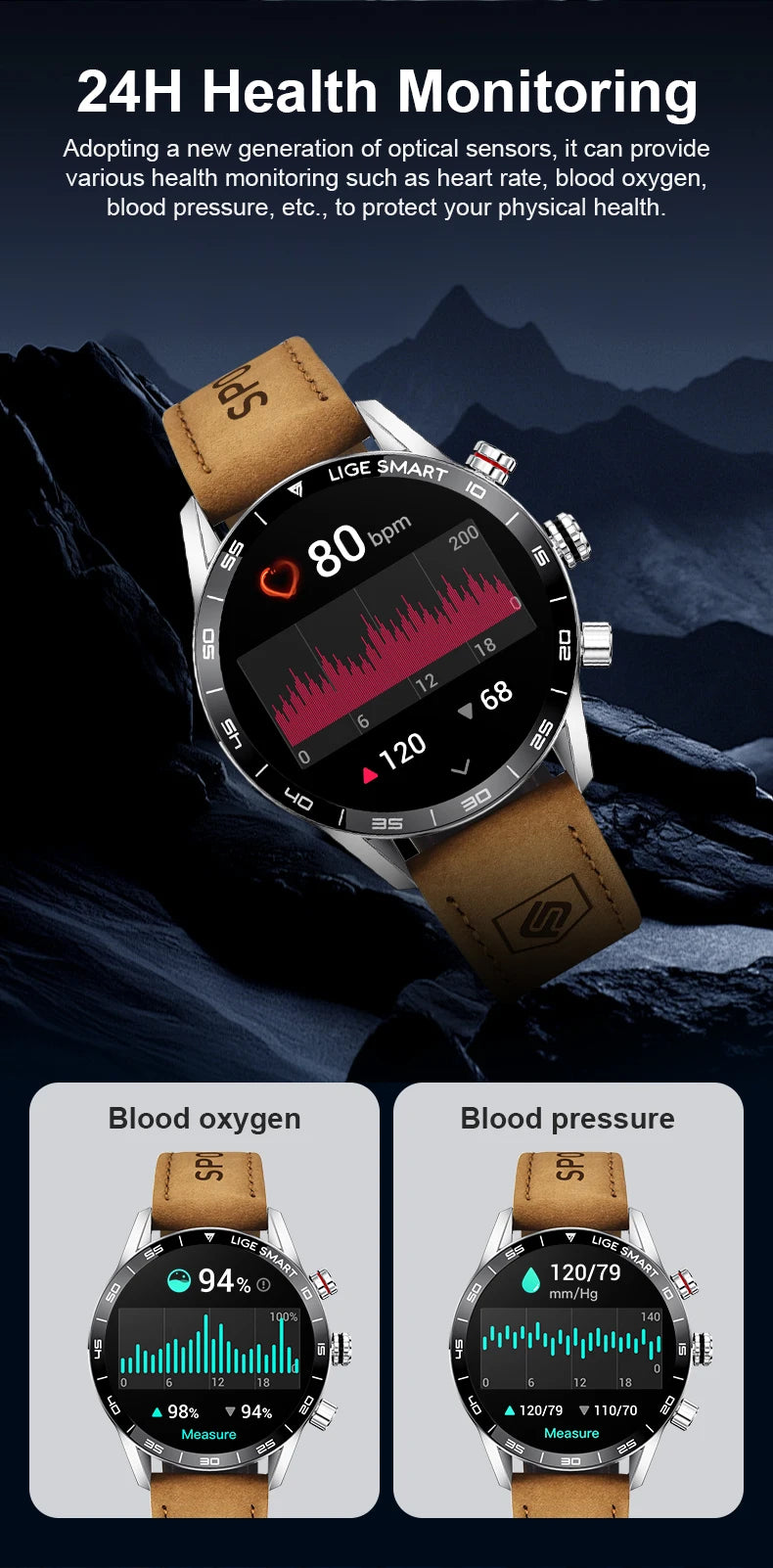 Lige 2024 novo robusto militar gps relógio inteligente masculino amoled tela hd freqüência cardíaca bluetooth chamada à prova dwaterproof água ao ar livre smartwatch