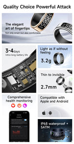 Xiaomi anel inteligente tela de exibição toque monitor saúde gesto furto vídeo/escova tiktok 5atm à prova dwaterproof água smartring para homens