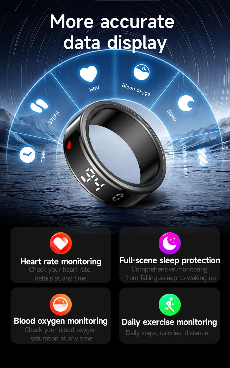 Xiaomi anel inteligente tela de exibição toque monitor saúde gesto furto vídeo/escova tiktok 5atm à prova dwaterproof água smartring para homens