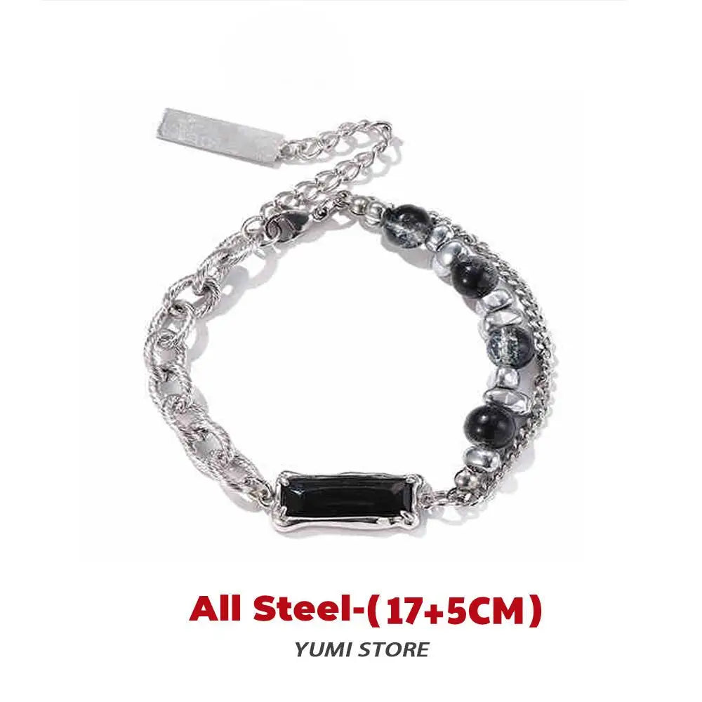 Retro chama cruz pulseira para homem mulher hip hop titânio aço splice corrente charme unisex jóias legal kpop acessórios de luxo