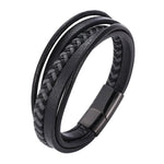 Moda pulseiras de couro vermelho masculino aço inoxidável multicamadas trançado corda pulseiras para mulheres pulseira jóias presentes sp1076
