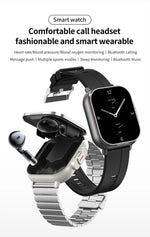 2024 relógio inteligente 2 em 1 com fone de ouvido smartwatch bluetooth chamada relógio masculino gps pista monitor freqüência cardíaca jogar música smartwatch