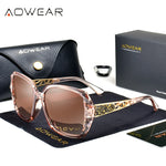 Aowear vintage rosa espelho óculos de sol feminino polarizado quadrado gradiente óculos de sol para senhoras claro oversized lunette de soleil