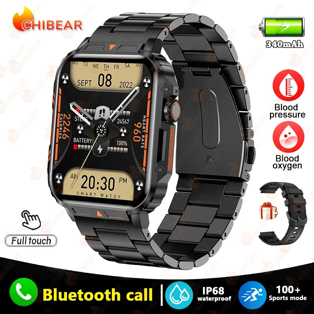 Novo esportes ao ar livre relógio inteligente masculino 1.95 polegada freqüência cardíaca oxigênio no sangue à prova dwaterproof água bt chamada smartwatch presente masculino para android ios