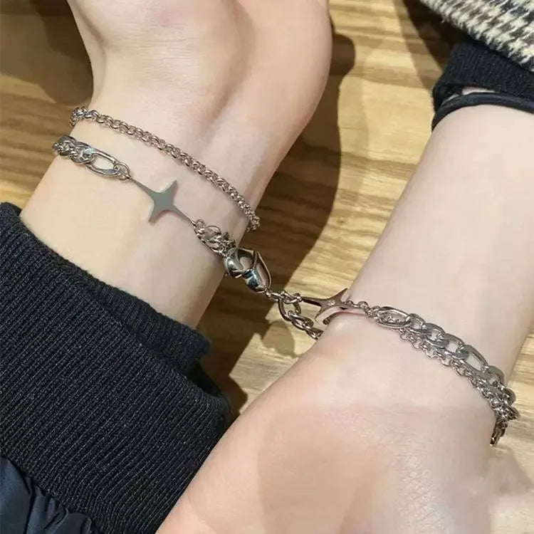 Amantes do amor fivela magnética pulseira criativa dia dos namorados ímã amor atraente pulseira casal pulseiras cubanas