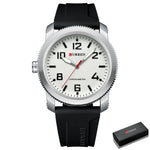 CURREN Moda Simples Relógios Masculinos com Grande Mostrador de Numerais Relógio de Pulso de Quartzo para Cavalheiro de Negócios com Pulseira de Silicone