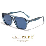 Caterside retro punk óculos de sol masculino quadro quadrado plana superior ponte dupla alta qualidade óculos de sol para mulheres festa festival presentes