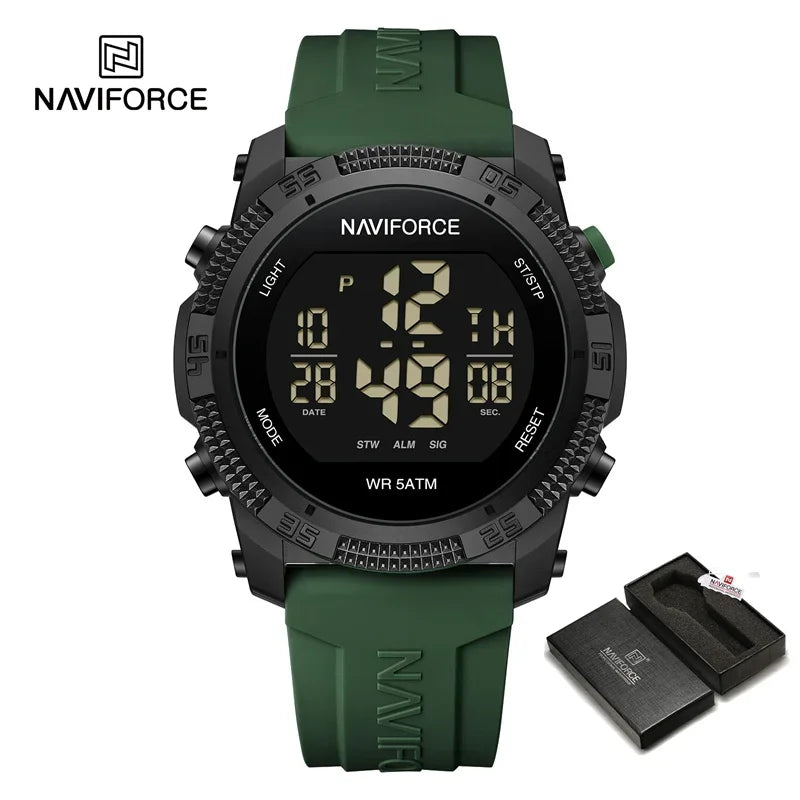NAVIFORCE NF7104 Novos relógios esportivos digitais LCD para homens moda pulseira de silicone relógio de pulso eletrônico militar