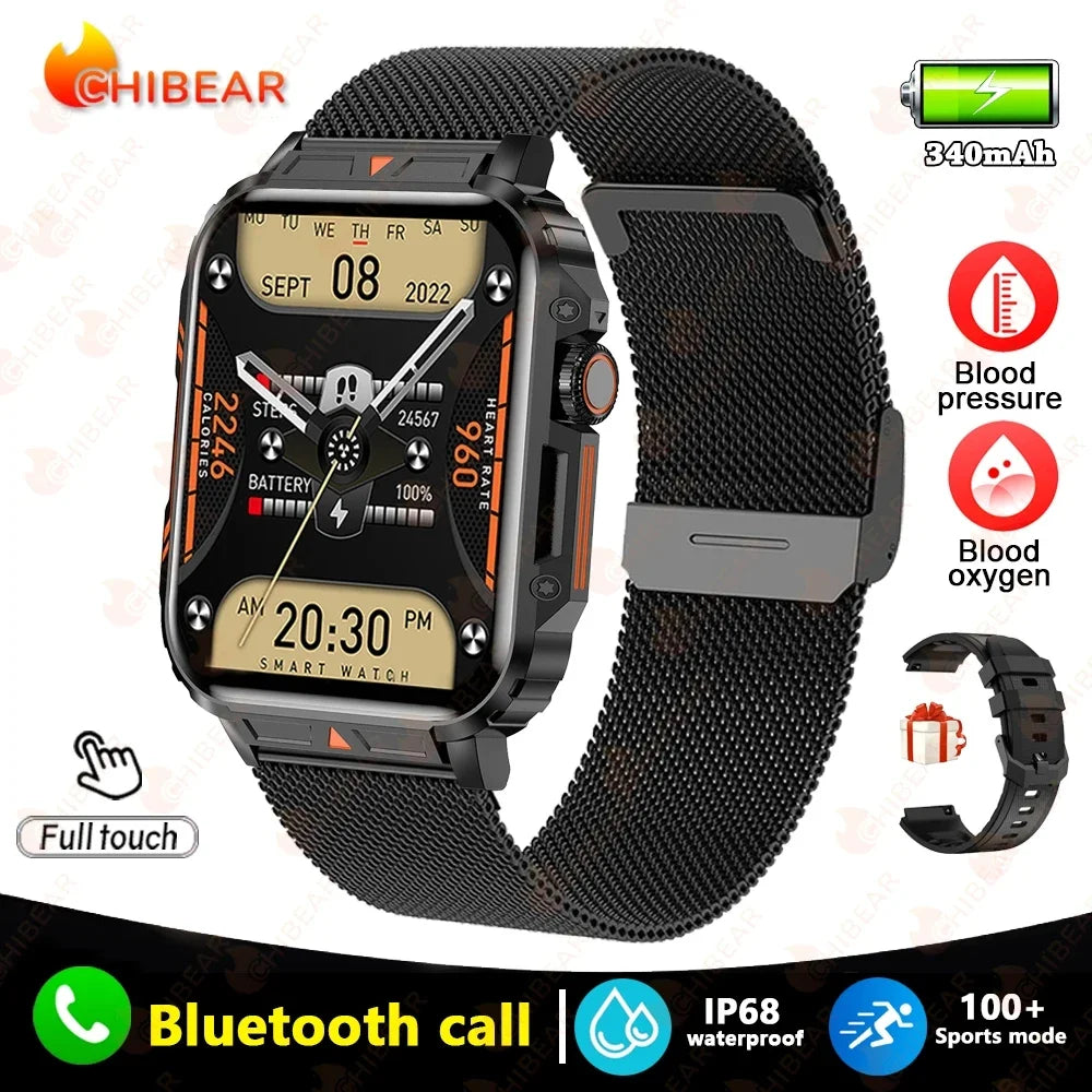 Novo esportes ao ar livre relógio inteligente masculino 1.95 polegada freqüência cardíaca oxigênio no sangue à prova dwaterproof água bt chamada smartwatch presente masculino para android ios