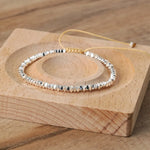 2x3 ouro/prata/ouro rosa contas facetadas trança pulseira ajustável para mulheres homens cintilante delicado pulseira jóias