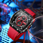 CURREN Esporte Cronógrafo Relógio de Quartzo para Homens Moda Azul Pulseira de Silicone Tonneau Dial Relógio de Pulso com Data 3atm À Prova D 'Água