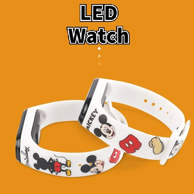 Nova disney mickey minnie led toque relógio donald duckbracelet relógio estudante crianças esportes dos desenhos animados relógio eletrônico presente brinquedo