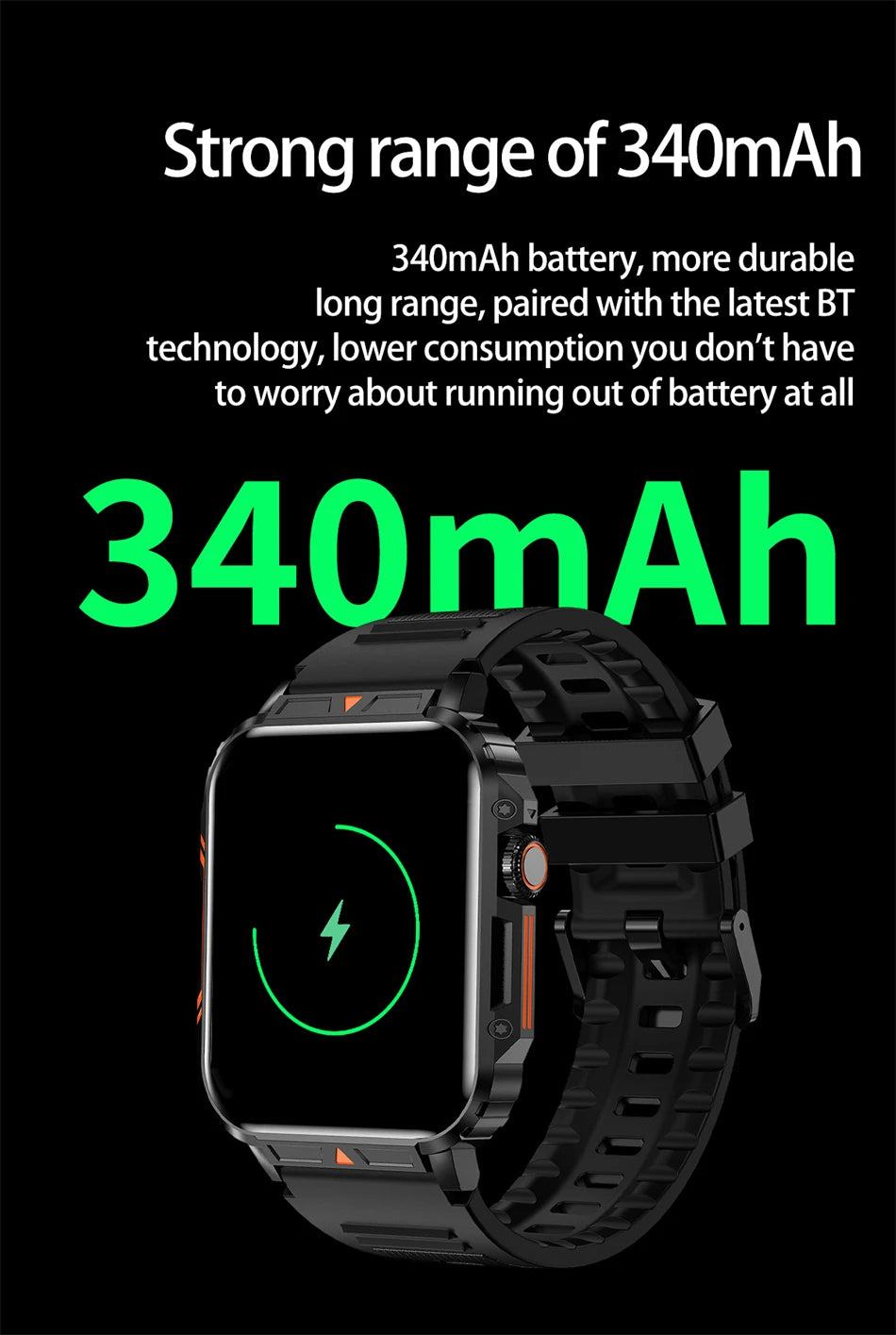 Novo esportes ao ar livre relógio inteligente masculino 1.95 polegada freqüência cardíaca oxigênio no sangue à prova dwaterproof água bt chamada smartwatch presente masculino para android ios