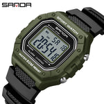 Sanda 2156 moda masculina relógio militar resistente à água esporte relógios exército grande dial led digital relógios de pulso cronômetros para o sexo masculino