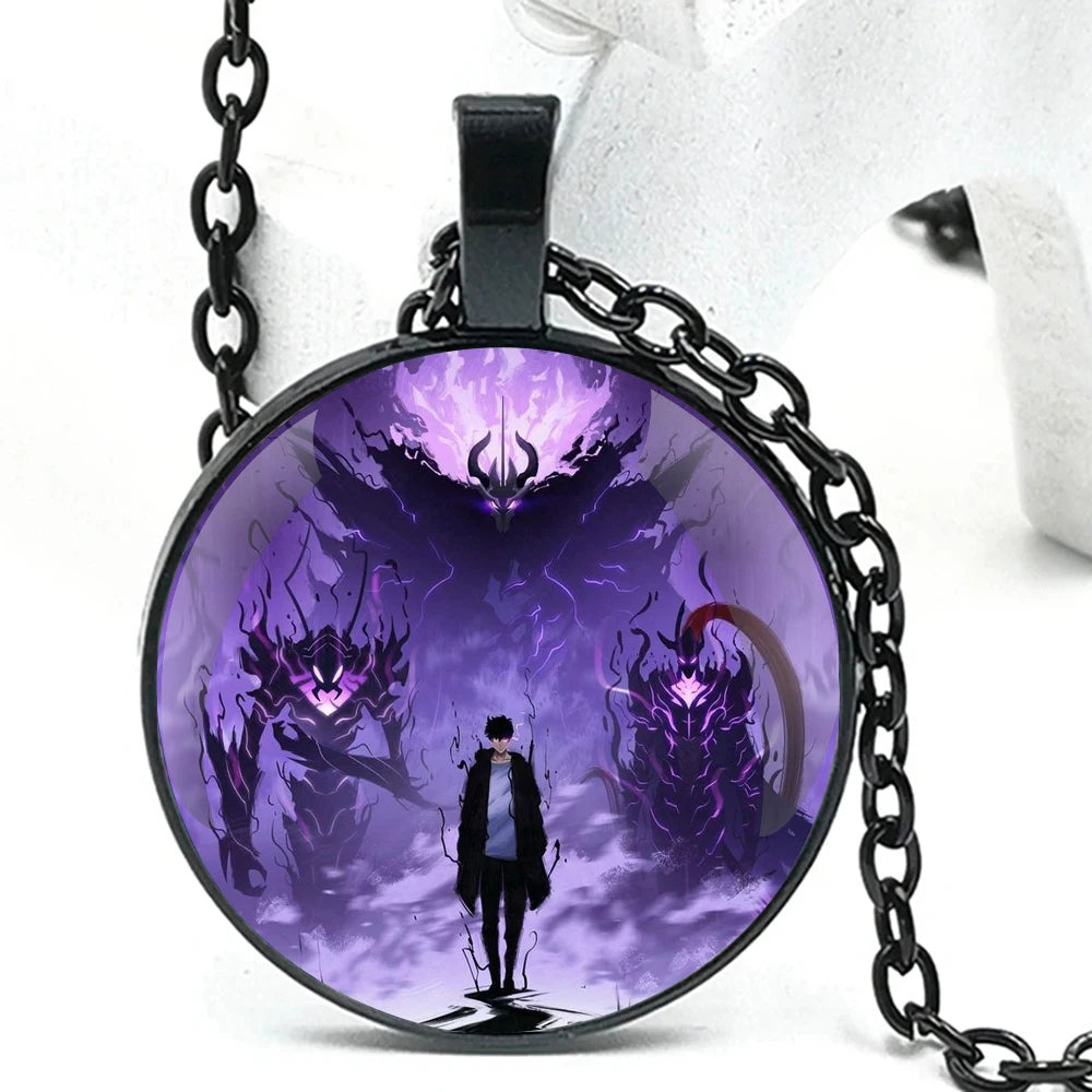 Anime solo nivelamento cúpula de vidro relógio de bolso com corrente colar vintage quartzo pingente relógios masculino feminino presente