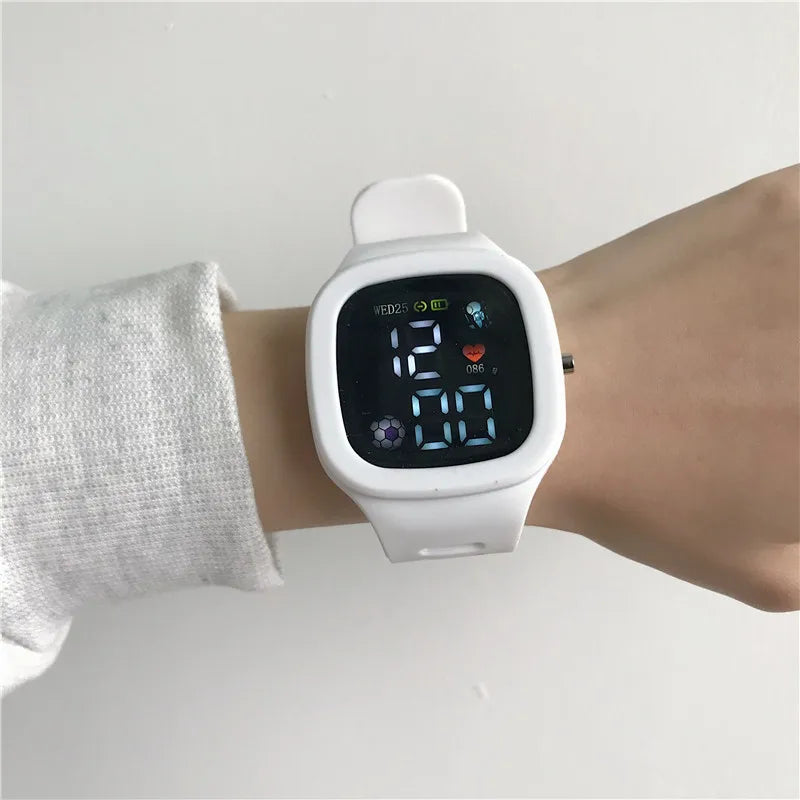 Masculino feminino relógio led digital esportes relógio para crianças meninos meninas quadrado grande dial à prova dwaterproof água silicone relógio de pulso eletrônico masculino