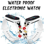Nova disney mickey minnie led toque relógio donald duckbracelet relógio estudante crianças esportes dos desenhos animados relógio eletrônico presente brinquedo