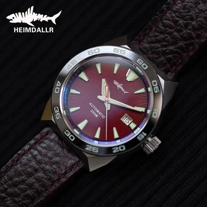 Heimdallr Monster Diver relógio masculino mostrador azul fosco cristal de safira NH35 mecânico automático 200m à prova d'água relógio luminoso completo