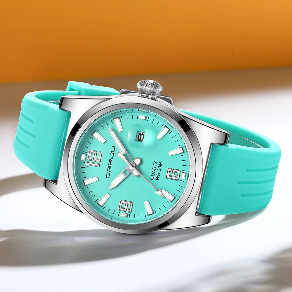 Crrju casual relógio de pulso quartzo moda à prova dwaterproof água relógios masculinos esporte pulseira silicone masculino relógio luminoso relogio masculino