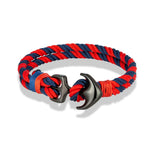 MKENDN Pulseiras de âncora masculinas, fio duplo, surfista náutico, corda à prova d'água, pulseira feminina, fivela esportiva de aço inoxidável preto