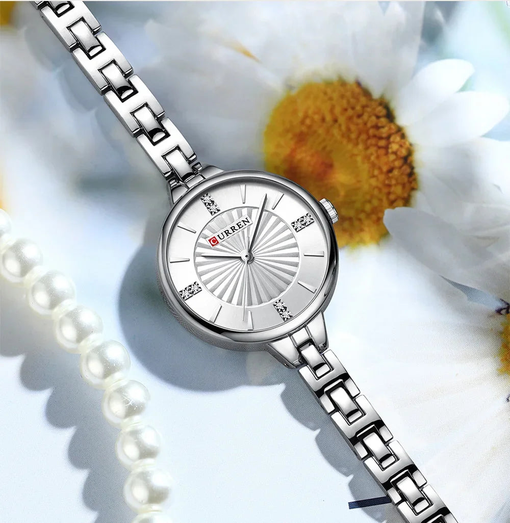 Curren-relógio de quartzo de luxo feminino, relógio pulseira magnética, pulseira esportiva, para mulheres