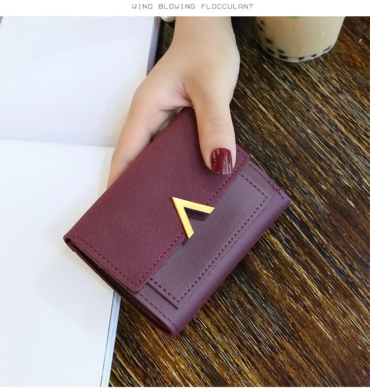 Couro nova bolsa feminina pequena carteira de couro curto marca luxo mini moda feminina carteiras e bolsa titular do cartão de crédito