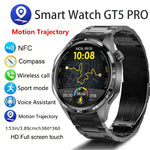 Gt5 pro relógio inteligente masculino 5 pro amoled tela hd bluetooth chamada trajetória gps nfc freqüência cardíaca bússola smartwatches 2024 novo