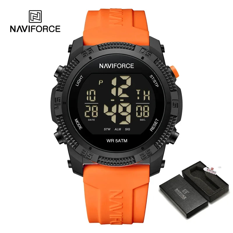 NAVIFORCE NF7104 Novos relógios esportivos digitais LCD para homens moda pulseira de silicone relógio de pulso eletrônico militar