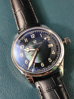 Relógio de pulso mecânico automático masculino, impermeável, calendário luminoso, ponteiro de gás, piloto alemão, movimento Nh35, C1