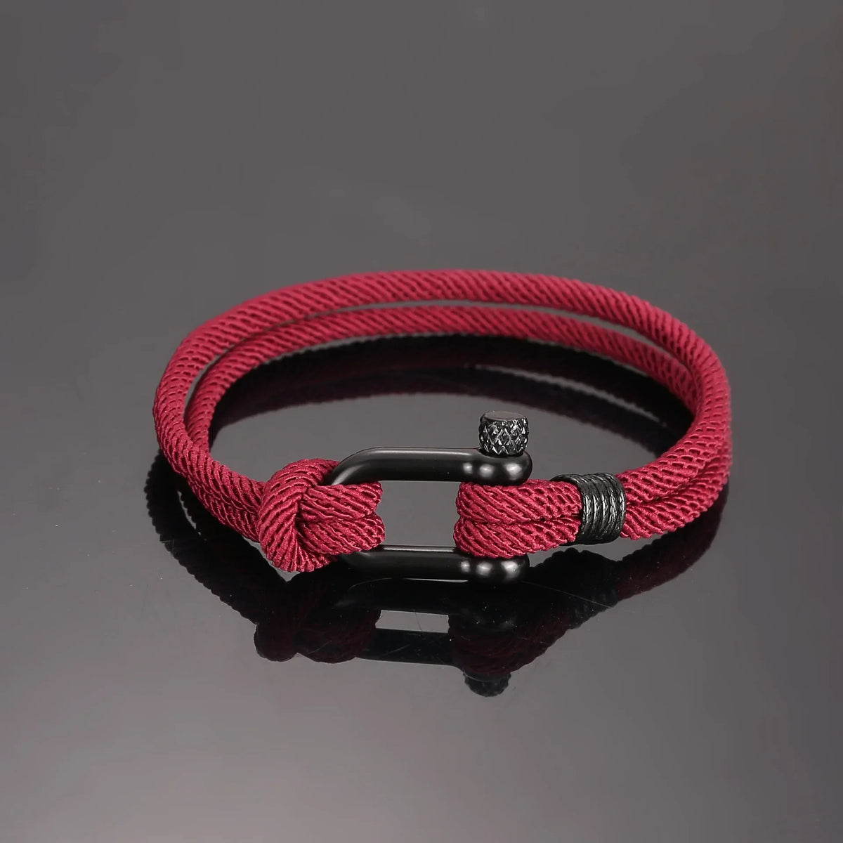 Homens preto de aço inoxidável u forma sobrevivência pulseira acampamento ao ar livre resgate emergência manilha corda pulseira para presentes femininos