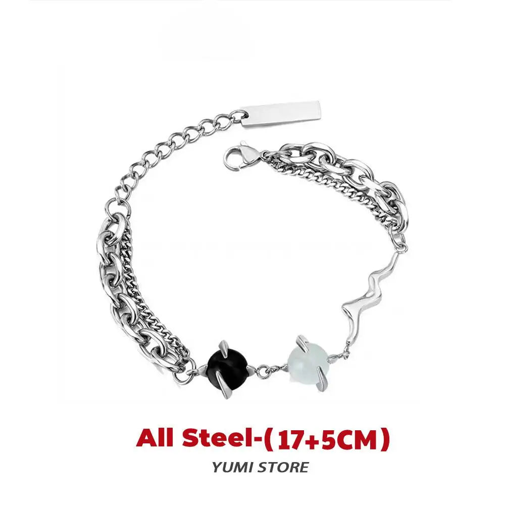 Retro chama cruz pulseira para homem mulher hip hop titânio aço splice corrente charme unisex jóias legal kpop acessórios de luxo