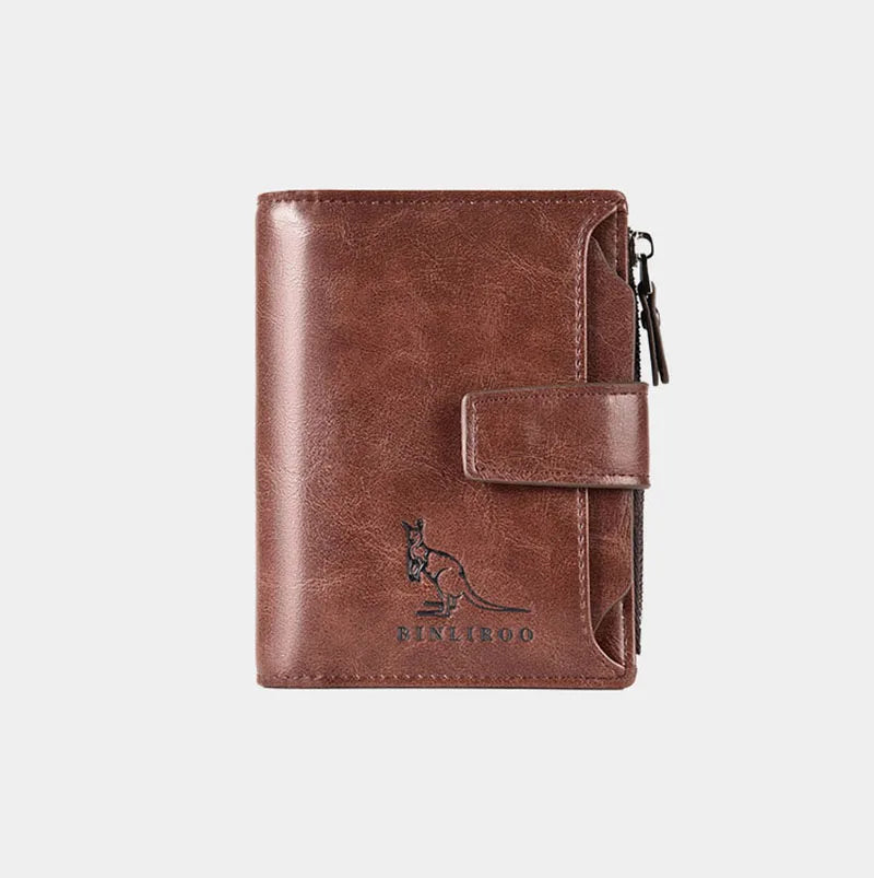 Carteira masculina de couro luxo curto titular do cartão rfid para homens zíper moeda bolsa portátil masculino carteiras billfold