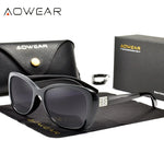 Aowear senhoras vintage óculos de sol feminino polarizado condução lente gradiente óculos de sol de alta qualidade feminino com caso