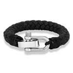 Mkendn estilo náutico pulseira de corda larga moda masculina aço inoxidável ajustável manilha fecho envoltório pulseiras artesanal jóias presente